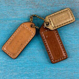 VTG COACH Set of 3 Leather Hang Tags Fobs Various Shades of Brown